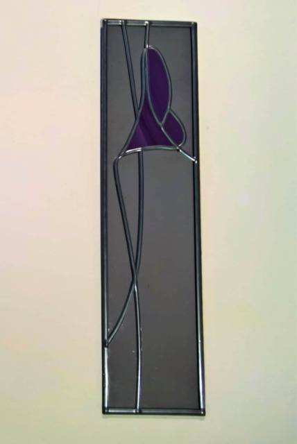 Mackintosh Style Stained Glass Effect Mirror Handmade Gift Lily Flower 10x40cm - image 1