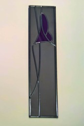 Mackintosh Style Stained Glass Effect Mirror Handmade Gift Lily Flower 10x40cm - thumbnail 1
