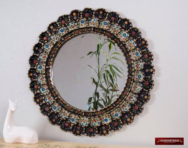 "Peruvian Wall Accent Mirror ""Black Bouquet" - image 1