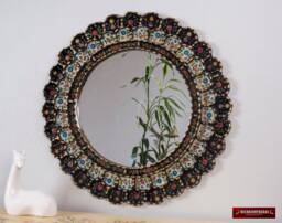 "Peruvian Wall Accent Mirror ""Black Bouquet" - thumbnail 1
