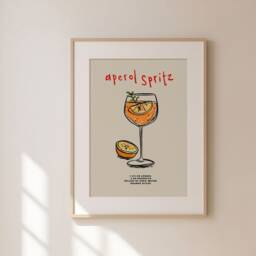 Aperol Spritz Print, Cocktail Retro Wall Art, Kitchen Prints, Decor, Aesthetic Room Gallery Wall, Home Inspo, Unframed - thumbnail 2