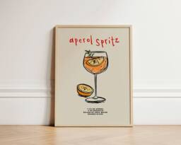 Aperol Spritz Print, Cocktail Retro Wall Art, Kitchen Prints, Decor, Aesthetic Room Gallery Wall, Home Inspo, Unframed - thumbnail 1