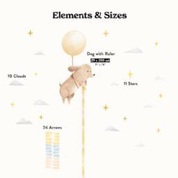 Floating Dog Height Chart Wall Decal, Plastic-Free Wall Stickers For Kids Rooms - thumbnail 4