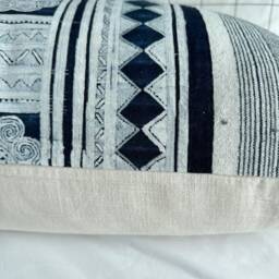 Handmade Hmong Hemp Pillow Cover Ethnic Tribal Embroidery - 16x26 - thumbnail 3