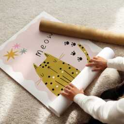 Childrens Cute Cat Wall Print For Childrens Bedroom, Bedroom Or Playroom - thumbnail 3