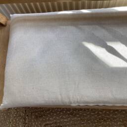 Gustavian Bench Seat Covers in French Grainsack. Stone/Cream With A Blue, Red Or Black Stripe - thumbnail 4