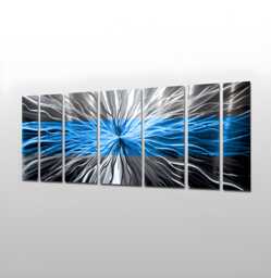 "Large Modern Metal Wall Art ""Cosmic Energy, Blue" - thumbnail 1