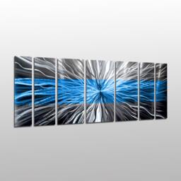 "Large Modern Metal Wall Art ""Cosmic Energy, Blue" - thumbnail 3