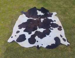 Genuine Black & White Tri-Color Cowhide Rugs - Brazillian For Living Room Real Hair-On Floor Area - thumbnail 1