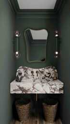 Asymmetrical Brass Vanity Mirror Curved Wall Decor Mirror - thumbnail 1