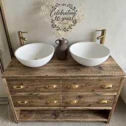 Reclaimed Timber Vanity Unit - Custom Made Bathroom Furniture Handmade Solid Wooden Model Abingdon - thumbnail 4