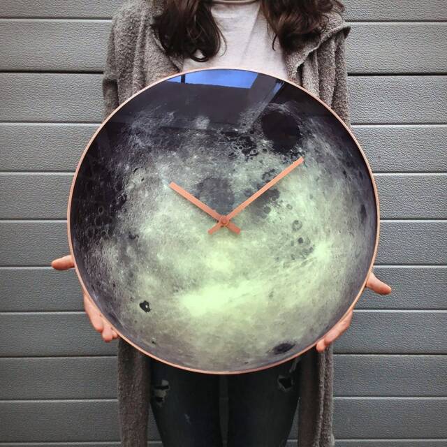 Moon Wall Clock, Glow Planetary Decor, in The Dark, Large Space Cancer Sign, Oversized Clock, Lunar Clock - image 1