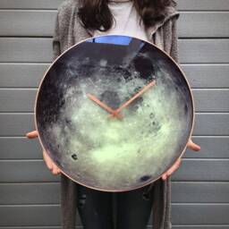 Moon Wall Clock, Glow Planetary Decor, in The Dark, Large Space Cancer Sign, Oversized Clock, Lunar Clock