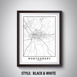 Montgomery Alabama Map Art Print Vintage Style Travel Poster - thumbnail 2