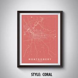 Montgomery Alabama Map Art Print Vintage Style Travel Poster - thumbnail 3