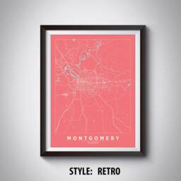 Montgomery Alabama Map Art Print Vintage Style Travel Poster - thumbnail 4