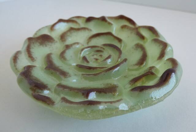 Green & Plum Fused Glass Succulent Dish By Bprdesigns - image 1