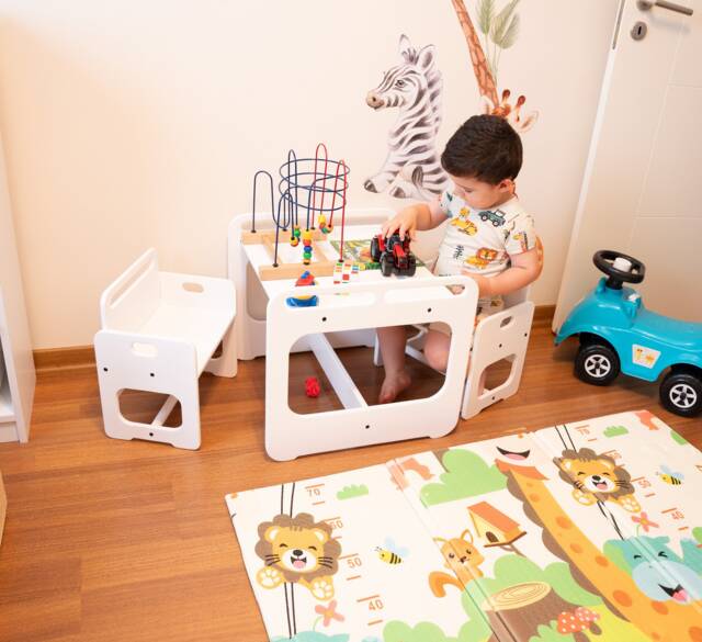 White Montessori Table & Chair Set Wooden Toddler Furniture - image 1