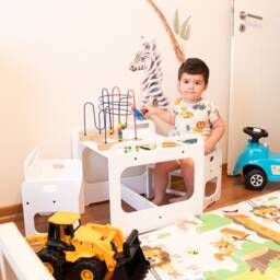 White Montessori Table & Chair Set Wooden Toddler Furniture - thumbnail 2