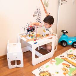 White Montessori Table & Chair Set Wooden Toddler Furniture - thumbnail 4