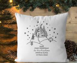 Personalised First Christmas in Our New Home Cushion, Decor, Gift, Xmas, Housewarming, Cover & Inner, Xmas Decorations - thumbnail 1