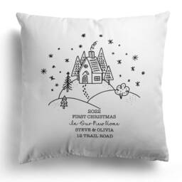 Personalised First Christmas in Our New Home Cushion, Decor, Gift, Xmas, Housewarming, Cover & Inner, Xmas Decorations - thumbnail 2
