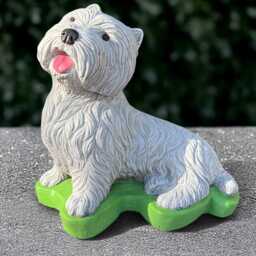 Outdoor Yorkie Statue Concrete Westie Dog Sculpture Stone Figurine Cement Animal Ornament Memorial Decoration Dog Lover Gift - thumbnail 1