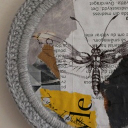 Butterfly Drawing Board in Round Crochet Frame, Curiosity Cabinet, Unique Piece, Handmade, Grey, Diameter 11cm. Made By Bee - thumbnail 3