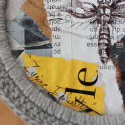 Butterfly Drawing Board in Round Crochet Frame, Curiosity Cabinet, Unique Piece, Handmade, Grey, Diameter 11cm. Made By Bee - thumbnail 2