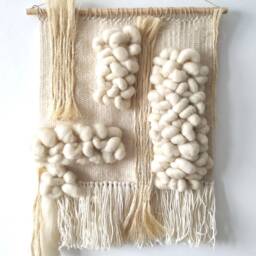 Textured Woven Wall Hanging Set Neutral Minimalist Rustic Textile Art Perfect For Above Bed Decor - thumbnail 3