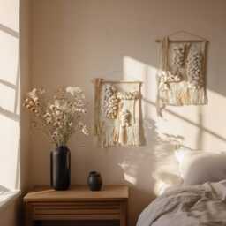 Textured Woven Wall Hanging Set Neutral Minimalist Rustic Textile Art Perfect For Above Bed Decor - thumbnail 2