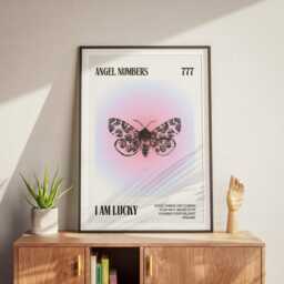 Angel Number 777 I Am Lucky Poster, Aura Prints, Spiritual Wall Art, Retro Gallery Affirmations, Trendy Decor, Bedroom Art - thumbnail 2