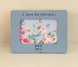 Personalized Grandpa Picture Frame Hand Stamped Floral 4x6 Photo