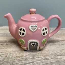 Ceramic Teapot House Tealight Candle Holder Village Quirky Cute Home D??cor/Yellow Blue Pink - thumbnail 4
