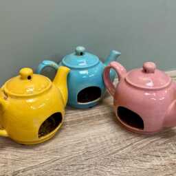 Ceramic Teapot House Tealight Candle Holder Village Quirky Cute Home D??cor/Yellow Blue Pink - thumbnail 3