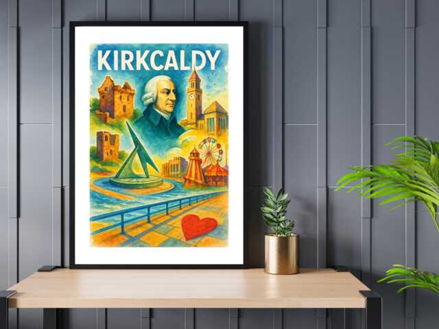 Kirkcaldy Moments - Abstract Art Local Wall Print Gift Idea Bespoke Poster A5 A4 A3 Framed Or Unframed - image 1