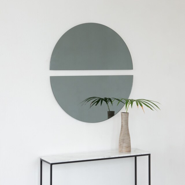 Set Of 2 Luna??? Half-Moon Black Tinted Round Frameless Mirrors - Large, Xl - image 1