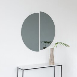 Set Of 2 Luna??? Half-Moon Black Tinted Round Frameless Mirrors - Large, Xl - thumbnail 2