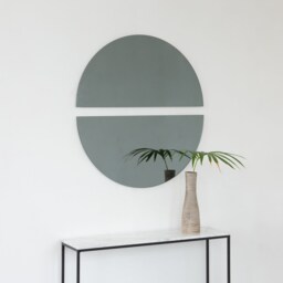 Set Of 2 Luna??? Half-Moon Black Tinted Round Frameless Mirrors - Large, Xl - thumbnail 1