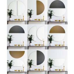 Set Of 2 Luna??? Half-Moon Black Tinted Round Frameless Mirrors - Large, Xl - thumbnail 4