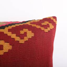 Handwoven Turkish Kilim Lumbar Pillow Bohemian Home Decor - 16x24 Inch - thumbnail 3