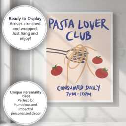 Pasta Lover Club Typography Kitchen Canvas Wall Art Print Decor Picture Ready To Hang - thumbnail 3