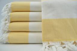 "Yellow & Cream Towel, Terry Towel, Turkish Bath Towel, Soft Towel, Peshtemal, Towel, 38""x67"