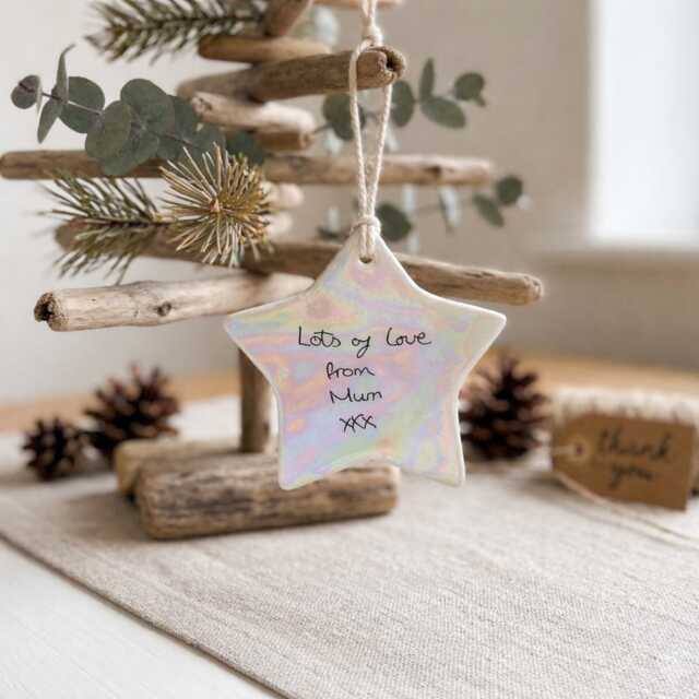 Christmas Remembrance Gift - Memorial Funeral Gifts in Memory Xmas Tree Decoration Actual Handwriting Writing - image 1