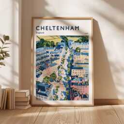 Cheltenham Travel Poster Cotswolds England Art Print - thumbnail 1