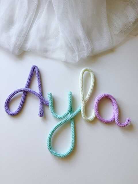 Multicoloured Wire Knitted Name Sign Custom Nursery Decor. Colourful - image 1