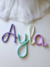 Multicoloured Wire Knitted Name Sign Custom Nursery Decor. Colourful - thumbnail 1