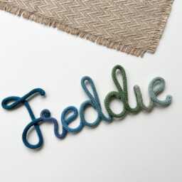 Multicoloured Wire Knitted Name Sign Custom Nursery Decor. Colourful - thumbnail 2