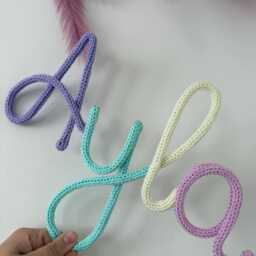 Multicoloured Wire Knitted Name Sign Custom Nursery Decor. Colourful - thumbnail 3