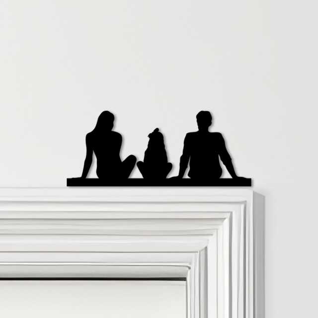 Door Topper Family Of Three 1 Girl Various Colours Top Decorative Sign - Novelty Wall Decor, Frame Art, Art - image 1